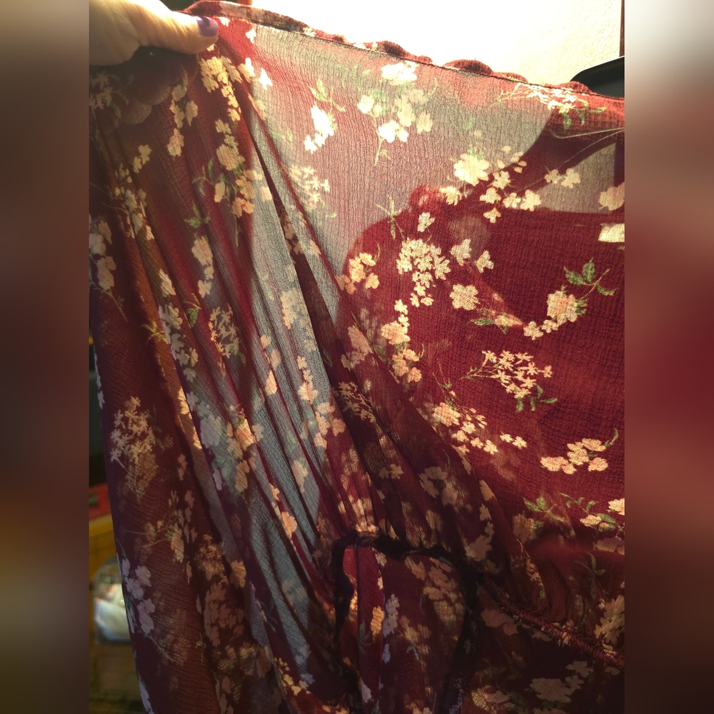 Floral Burgundy Long Sleeve Dress - Picture 8 of 8